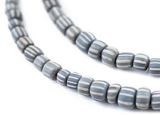 Grey Java Gooseberry Beads 5mm Indonesia Cylinder Glass 25 Inch Strand