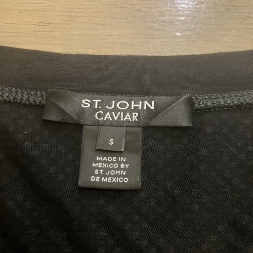 St John Caviar Black Tank Top Shimmer Sleeveless Scoop Neck Shirt Shell Small - Picture 4 of 8