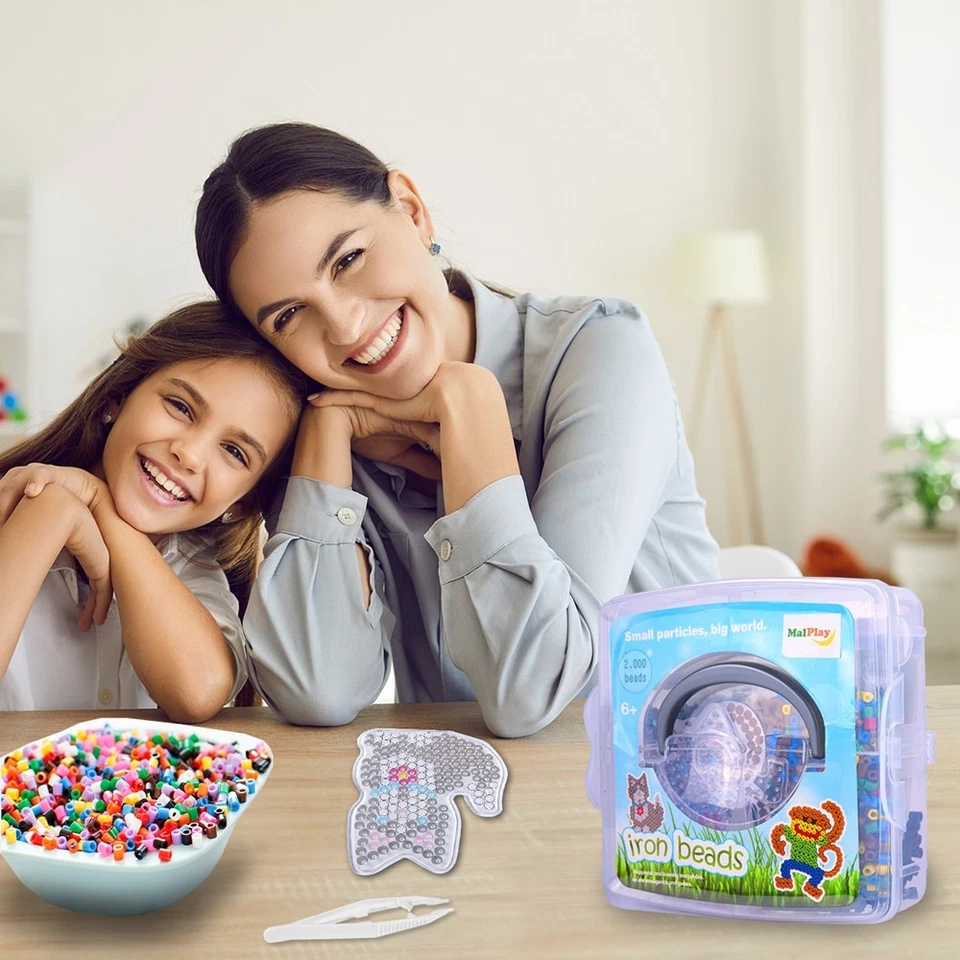 Malplay bunte Bügelperlen 2000 pcs Tiere Affe Katze Schablonen Steckperlen Iron  - Bild 3 von 4