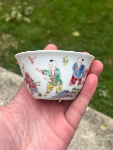 Chinese Antique Porcelain Bowls Qing Famille Rose Yongzheng 19th Century Boys - Picture 3 of 23