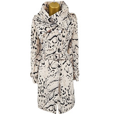 UK 10 Karen Millen Vintage Animal Snow Leopard Print Posh Mac Trench Ponny Coat