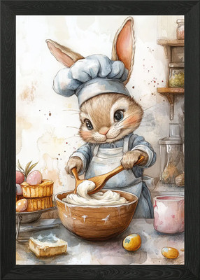 Gerahmtes Wandbild Poster Leinwanddruck Bild Osterhase Bäcker