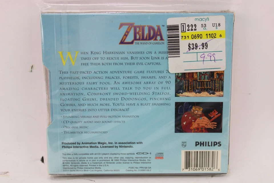 Philips CDi Zelda Gamelon + Link Faces Evil Factory Sealed w/ Macy's Sticker - Image 4 of 4