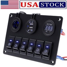 6 Gang Toggle Rocker Switch Panel With Usb For Car Boat Marine Rv Truck Blue Led 6 Gang Toggle Rocker Switch Panel With Usb For Car Boat Marine Rv Truck Blue Led