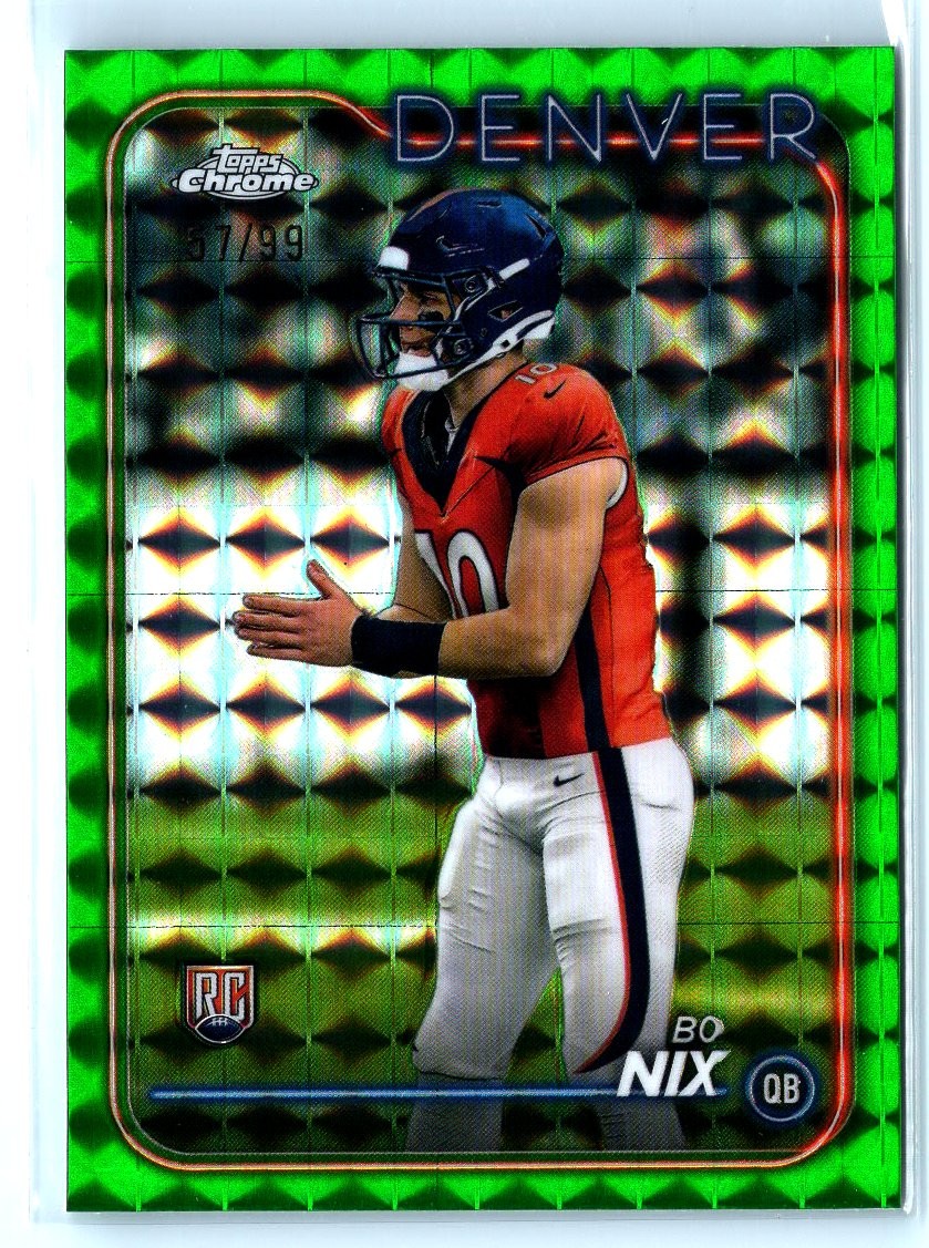 2024 Topps Chrome #206 Bo Nix Green Geometric Refractor RC /99