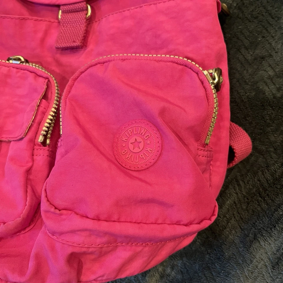 Mochila Kipling Firefly Rosa Nylon Mediana Bolsa para Libros Sin Dijes LIMPIA Foto 3 de 4