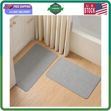 Sunfly Ultra Thin Non Slip Bathroom Rugs Sets 2 Piece, Light Grey 17'x27'