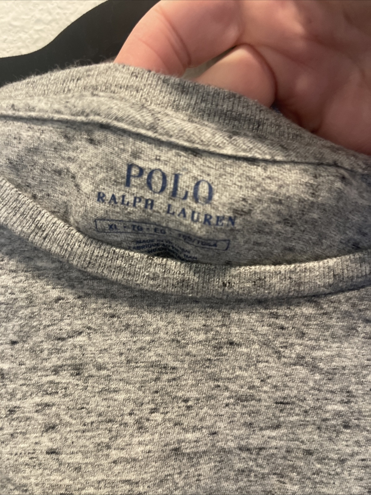 Polo Ralph Lauren uomo maglietta manica lunga grigio pony taglia XL girocollo