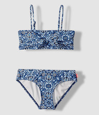 Seafolly Kid's Girl's Blue Geometric Two-Piece Bikini Swim Set Swimwear Size 6