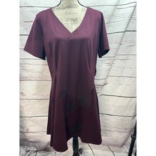 Simply Vera Vera Wang Womens XXL  Flare Dress V-Neck Short Sleeve Burgundy NWT