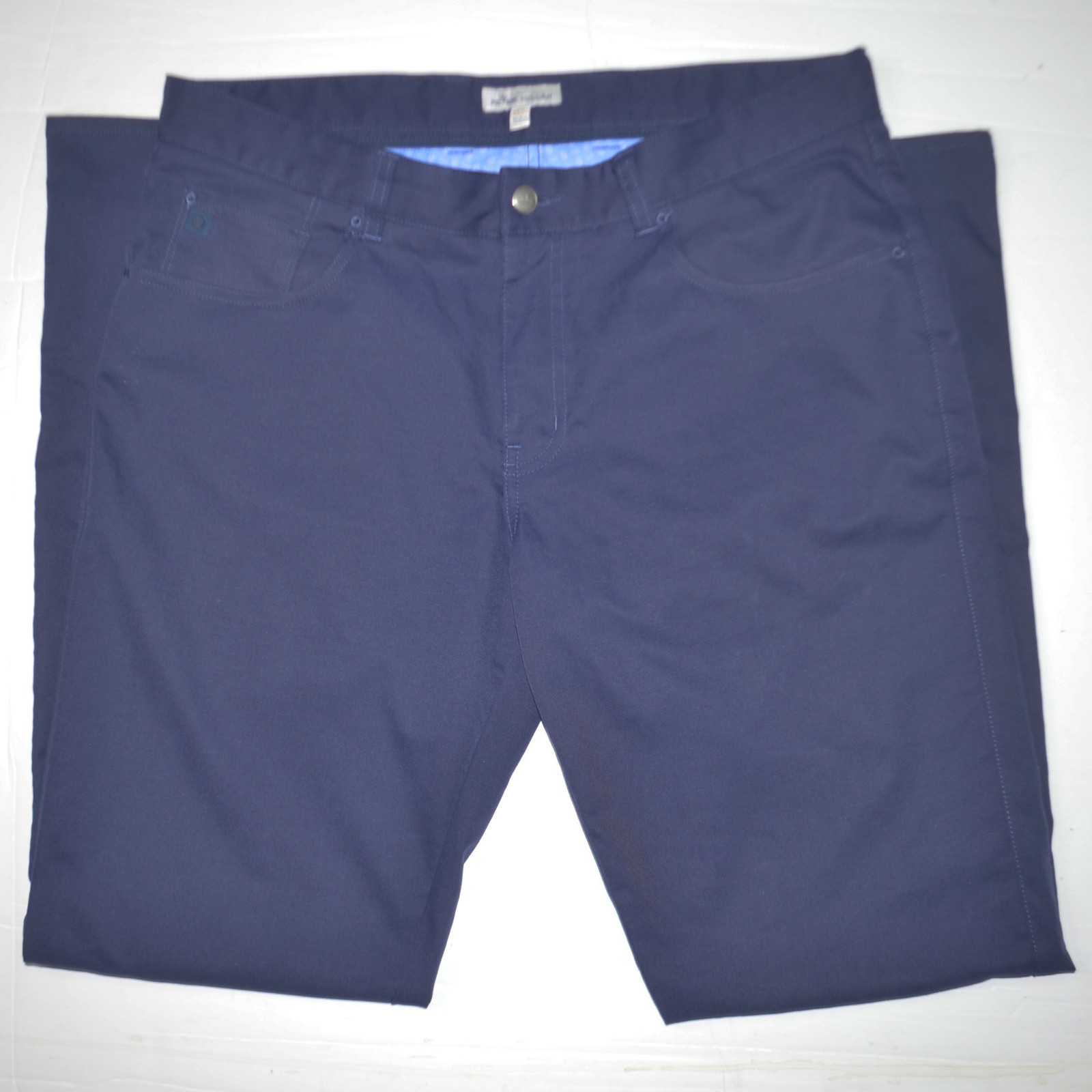PETER MILLAR Stretch Navy 5 Pocket Tech Chino Golf Pants Sz 34 x 32