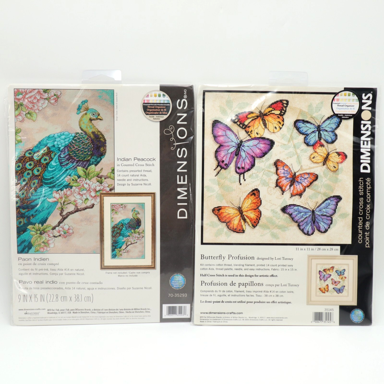 Indian Peacock 9"x15" And Butterfly Profusion 11"x11"