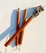 36'' Vintage Wooden Walking Cane With Octopus Brass Handle Collectible Stick