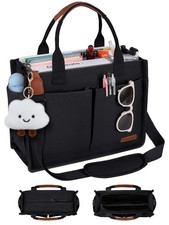 BESBESME Canvas Tote Bag for Women with Zipper  Compartments  Large Work