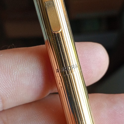 Aurora Penna Stilografica Dorata con Righe - Never Used - Pennino 14K - Foto 2 di 11