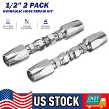 2 Hydraulic Hose Repair Kits - 1/2 ID 2-Wire Hose Reusable Field Repair Fitting