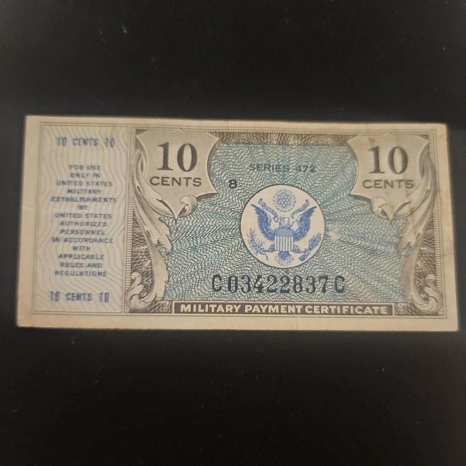Series 472 Military Payment Certificate 10 Cents Year 1948-52 #178 - Image 2 of 3