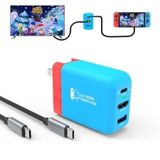 65W Portable Switch Dock Charger for Nintendo Switch, Compatible with OLED/St...