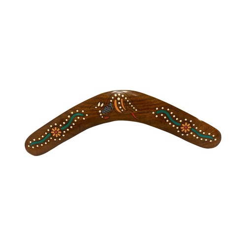 Vintage Australian Designs Wood Boomerang Handmade in Australia w Kangaroo Art
