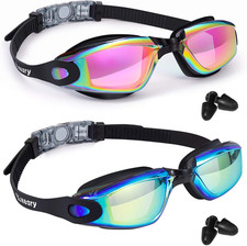 2 Pack Anti-Fog Swim Goggles for Adult Youth Kids 6 , Anti-Uv Waterproof Triathl