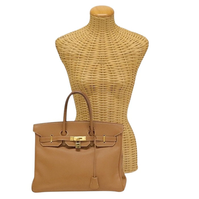HERMES Birkin 35 Courchevel Leather Gold Hardware 1999 Light Brown Gold