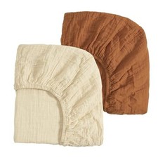Muslin 2 Pack Cotton Pack N Play Sheets for Mini Crib Sheets Beige  Brown