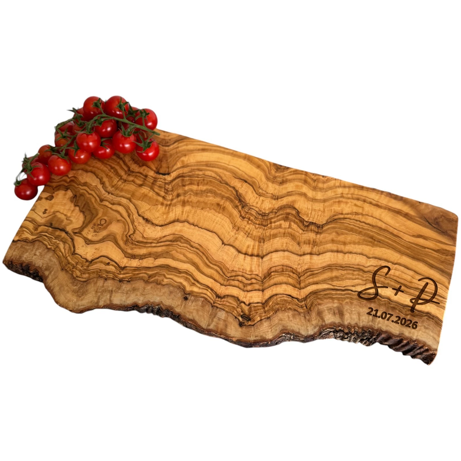 Personalised Rustic Olive Wood Chopping Board Couples Gift or Birthday Gift