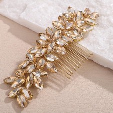 Vintage Bridal Wedding Hair Comb Silver Blue Green Red Rhinestone Hair Comb B...