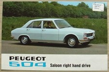 PEUGEOT 504 Saloon Right Hand Drive Car Sales Leaflet 1971 Model  7-70-PP 202