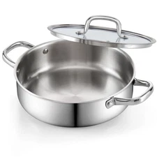 Cook N Home 4 Quart Stainless Steel Saute Pan with Lid