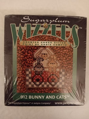 Janlynn Sugarplum Wizzers 912 Bunny And Cats Mini Counted Cross Stitch Kit