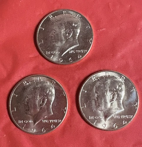1964 Kennedy Half Dollars, Set Of 3 UNCIRCULATED, 90% Silver, Very Nice!