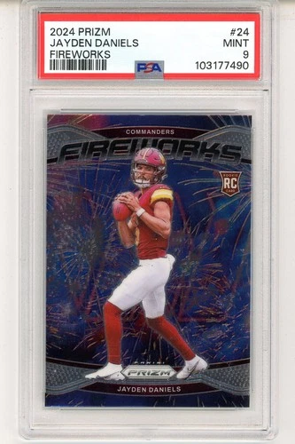 2024 Panini Prizm #24 Jayden Daniels RC Rookie Fireworks PSA 9 MINT #2 (DG)