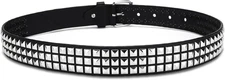 Studded Punk Rock Rivet Belt for Men & Women, Pyramid Metal Design with Silver A