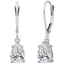 10k White Gold 1.44 Ct Pear Cut Lab Grown Diamond Teardrop Dangle Drop Earrings