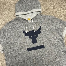 Under Armour Project Rock Short Sleeve Hoodie Sweatshirt Men Size Medium Gray