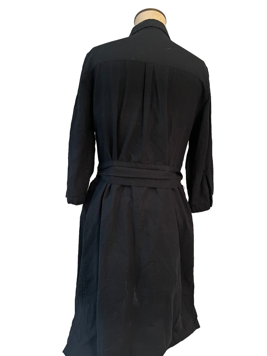 Esmara women's Size 8 Black linen/ Cotton Dress Button Up Tie Waist NWOT |  eBay
