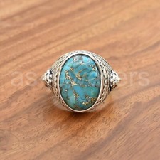 Copper Turquoise Ring, 925 Sterling Silver Ring, Handmade Jewelry, Dainty Ring
