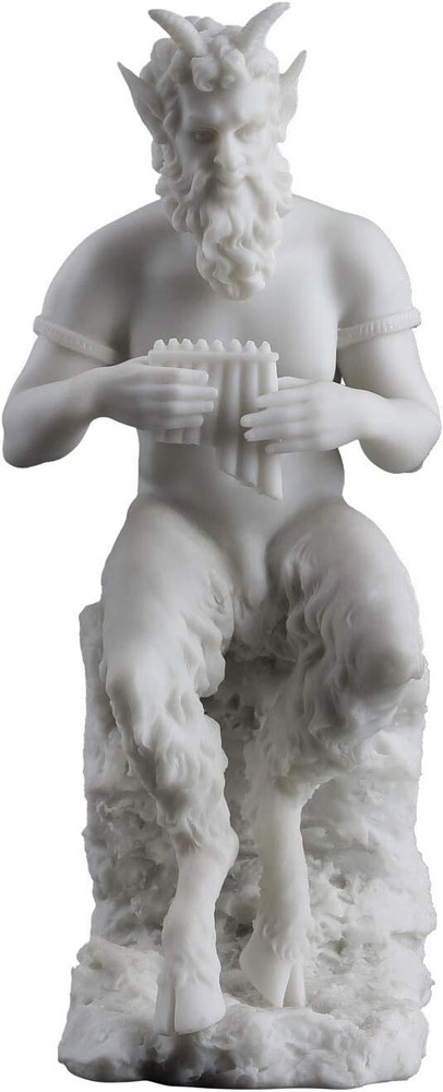 Pan Playing Flute on Rock Statue - Greek God of The Wild and Nature *BRAND NEW*