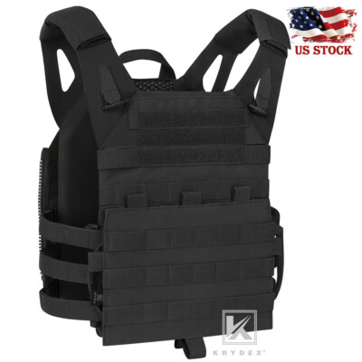 #ad KRYDEX 2.0 Plate Carrier Tactical Jump Body Armor and MOLLE Front Panel Black $79.95