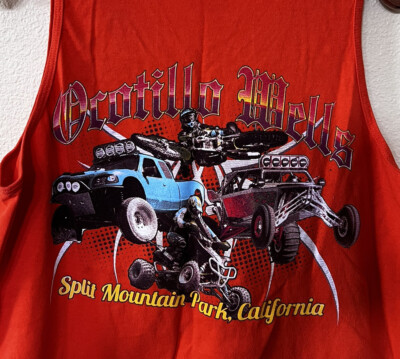 Ocotillo Wells Dirt Off Road Mens orange tank top T-Shirt Size L
