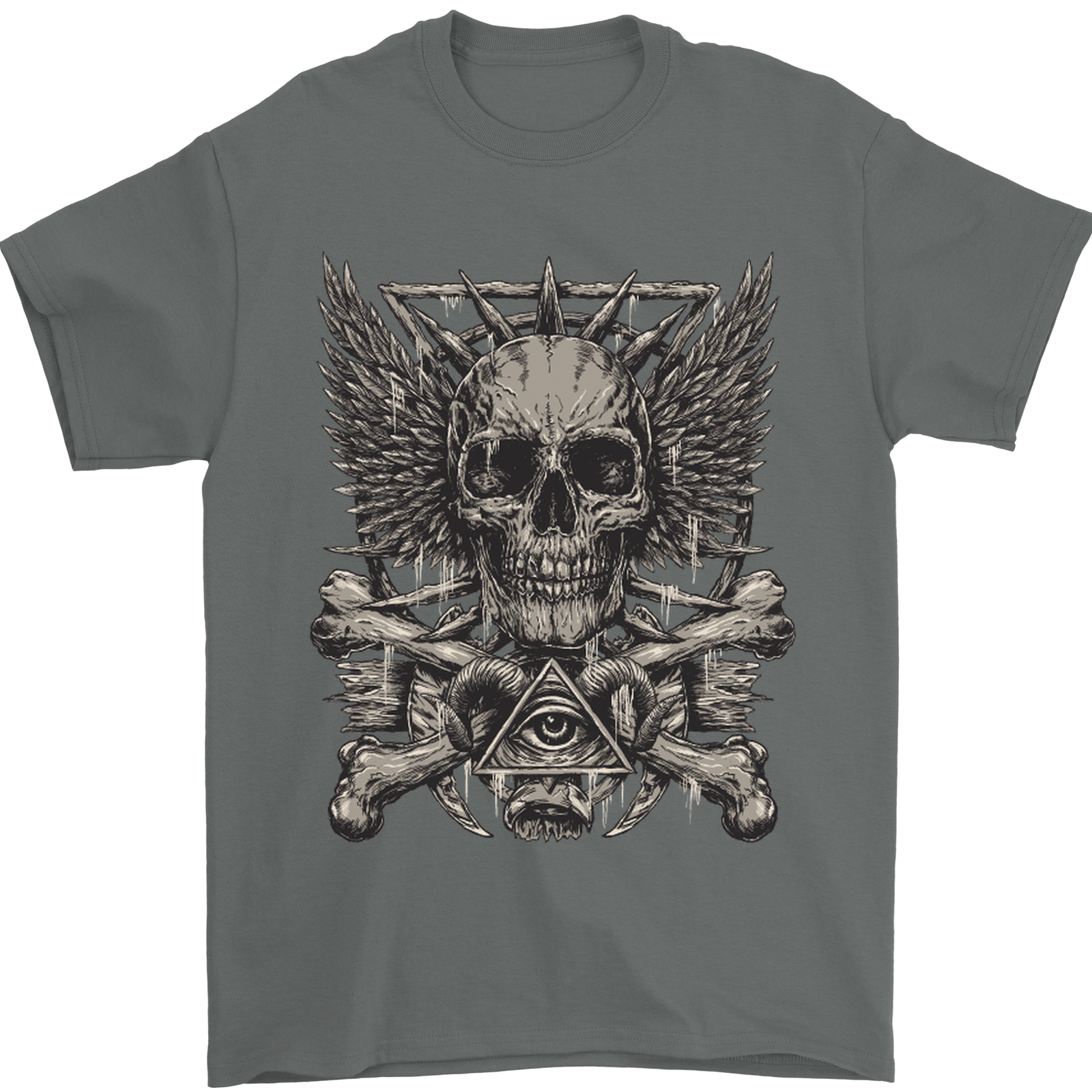 Heavy Metal Skull Rock Music Guitar Biker Mens T-Shirt 100% Cotton