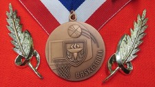 BASKETBALL Gen. 1.75" HIGHEST Quality Lg Medal Home-Team Award w/Neck Ribbon Brz