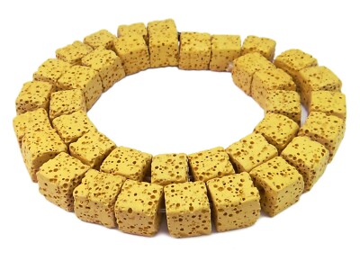   Lava Würfel ockerfarben ca. 10 mm Perlen Strang für Armband, Kette & mehr  