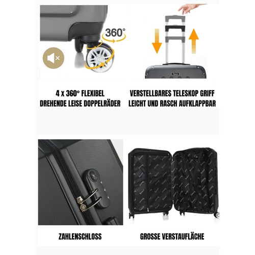 Koffer Reisekoffer Hartschale Kofferset Trolley Taschen Gepäck Handgepäck M-L-XL - Bild 29 von 344