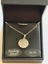 Diamond Cluster 18" Pendant Necklace 1/10 ct. t.w. in Sterling Silver NEW