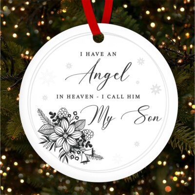 Sohn Gedenken Engel im Himmel personalisiert Christbaumschmuck Dekoration