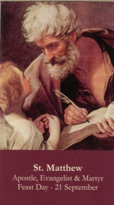 Saint Matthew the Apostle + prayer (2'' x 3.5'') Heavy Paperstock Holy Card