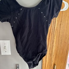 Danskin Freestyle  black cotton dancewear leotard size 7/8 -M