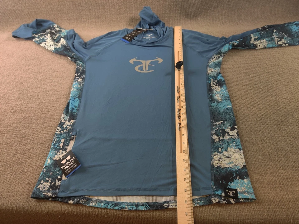 True Timber Camo Hoodie M Ragewater Hoodie Stellar/Rift Blue Performance Fish - Image 3 of 4